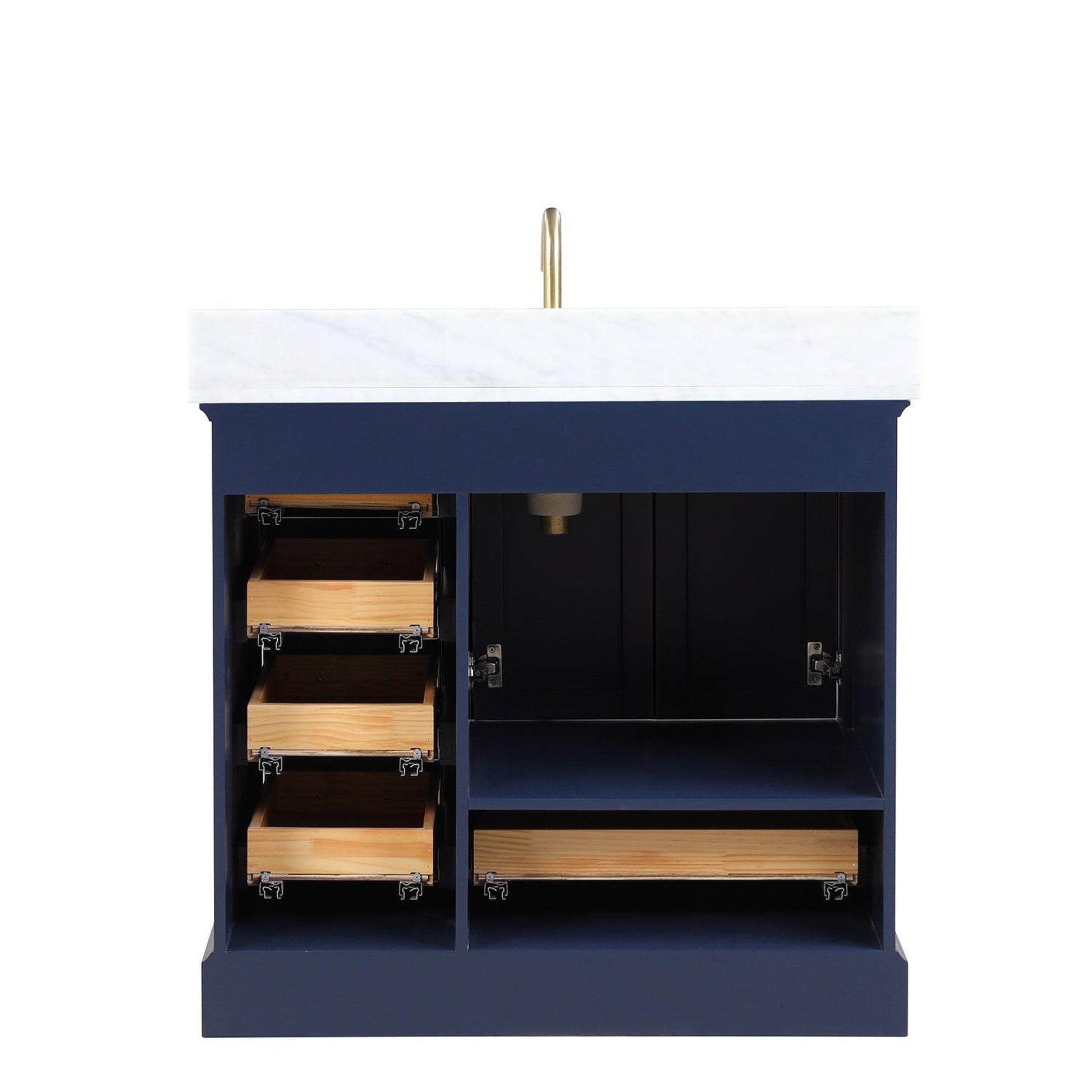 Blossom Copenhagen 36" 2-Door 5-Drawer Navy Blue Freestanding Solid Wood Single Vanity Base