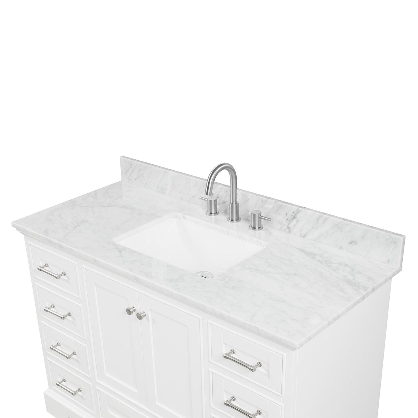 Blossom Copenhagen 48" 2-Door 9-Drawer Matte White Freestanding Solid Wood Double Vanity Base