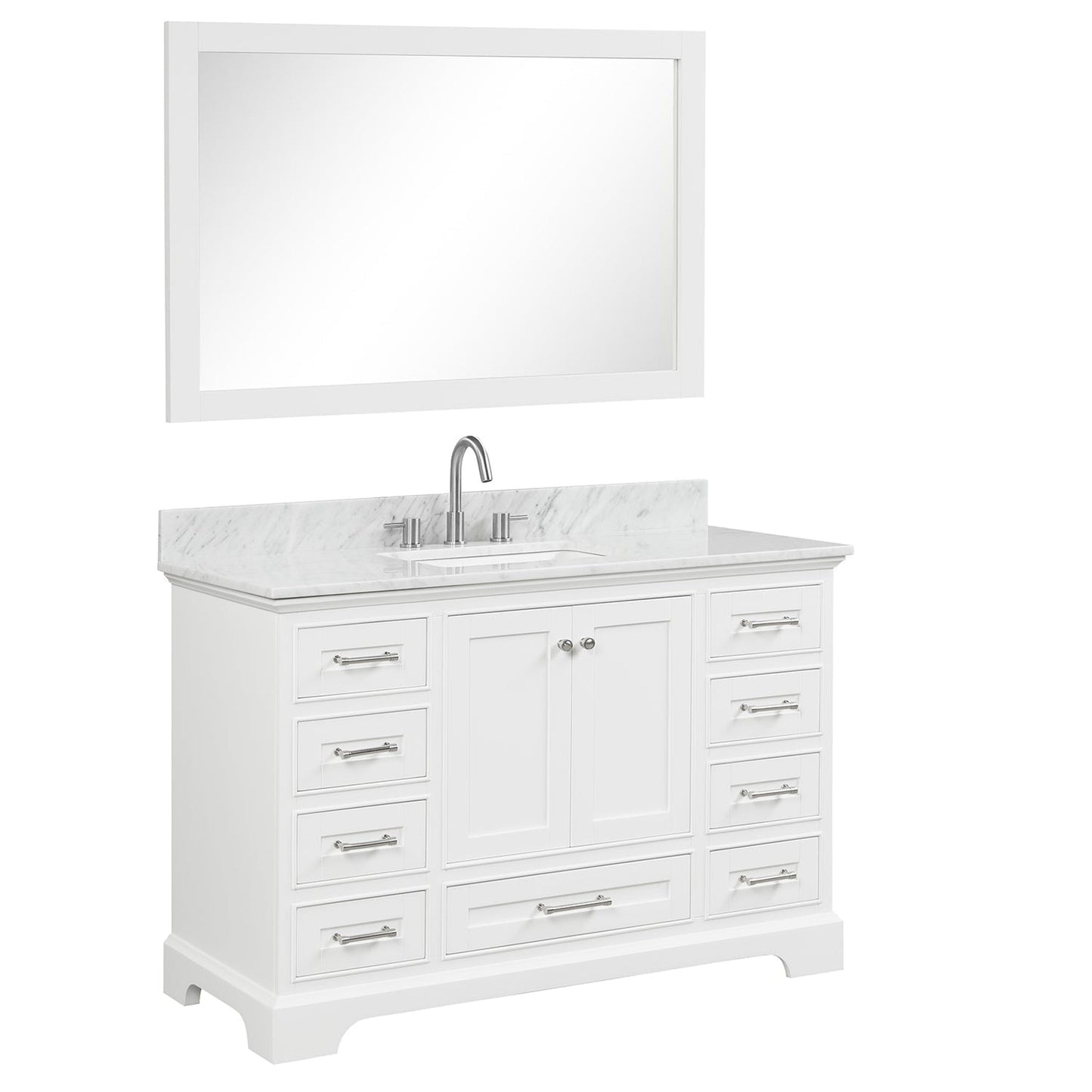 Blossom Copenhagen 48" 2-Door 9-Drawer Matte White Freestanding Solid Wood Double Vanity Base