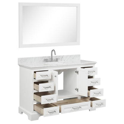 Blossom Copenhagen 48" 2-Door 9-Drawer Matte White Freestanding Solid Wood Double Vanity Base