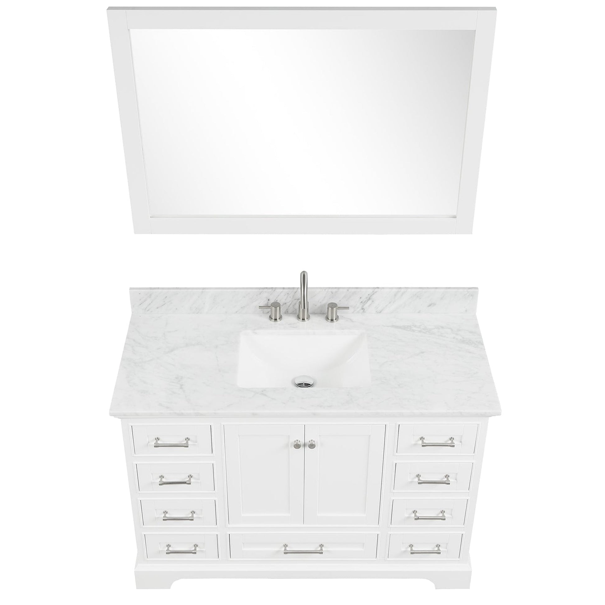 Blossom Copenhagen 48" 2-Door 9-Drawer Matte White Freestanding Solid Wood Double Vanity Base