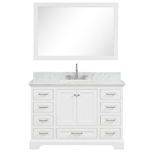 Blossom Copenhagen 48" 2-Door 9-Drawer Matte White Freestanding Solid Wood Double Vanity Base