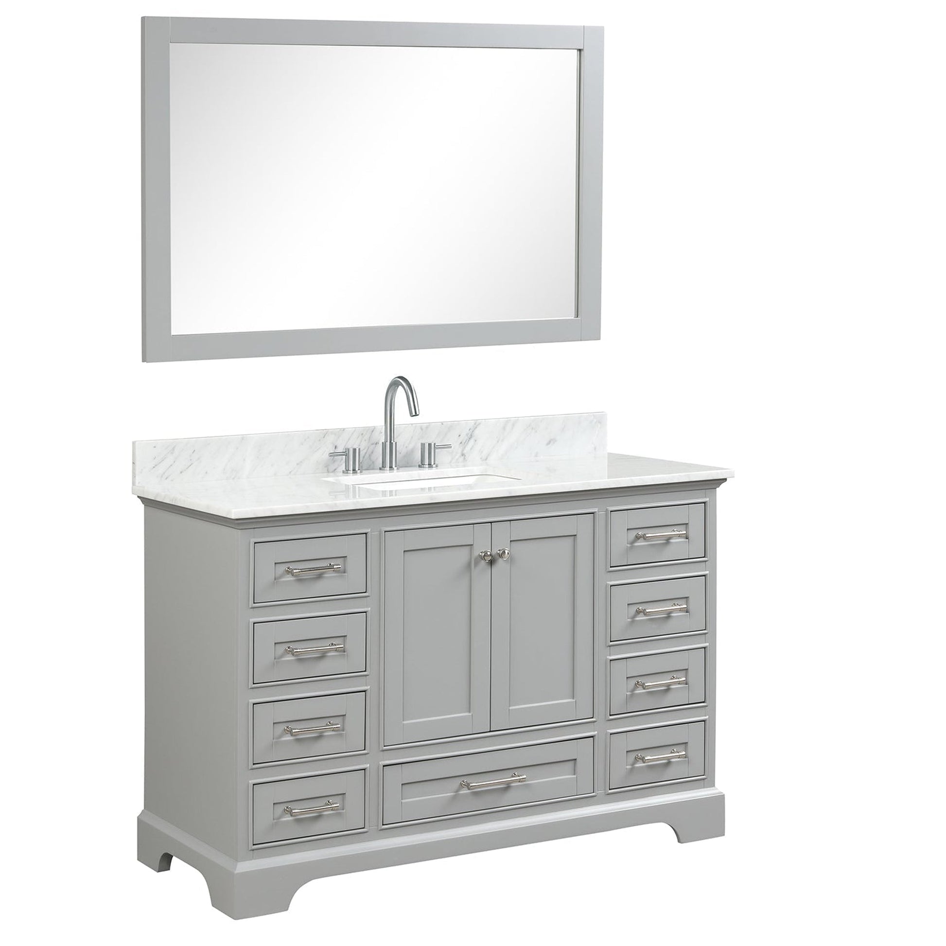 Blossom Copenhagen 48" 2-Door 9-Drawer Metal Gray Freestanding Solid Wood Double Vanity Base