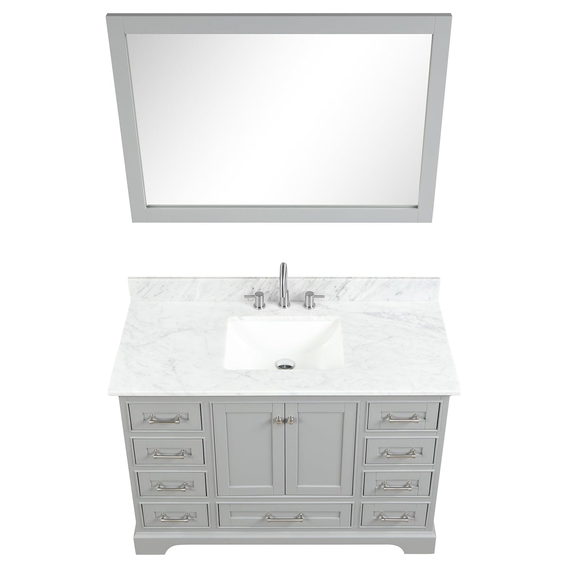 Blossom Copenhagen 48" 2-Door 9-Drawer Metal Gray Freestanding Solid Wood Double Vanity Base