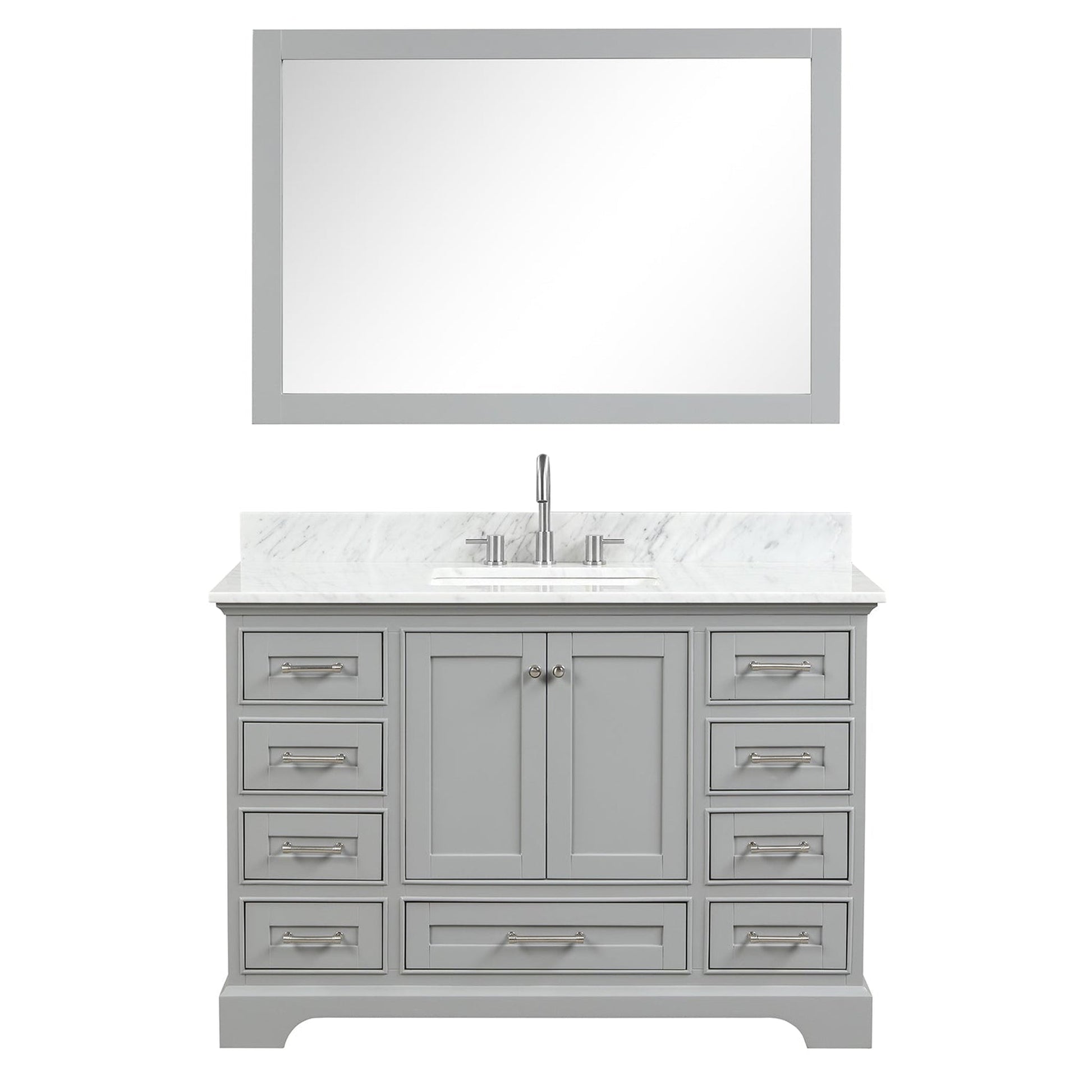 Blossom Copenhagen 48" 2-Door 9-Drawer Metal Gray Freestanding Solid Wood Double Vanity Base