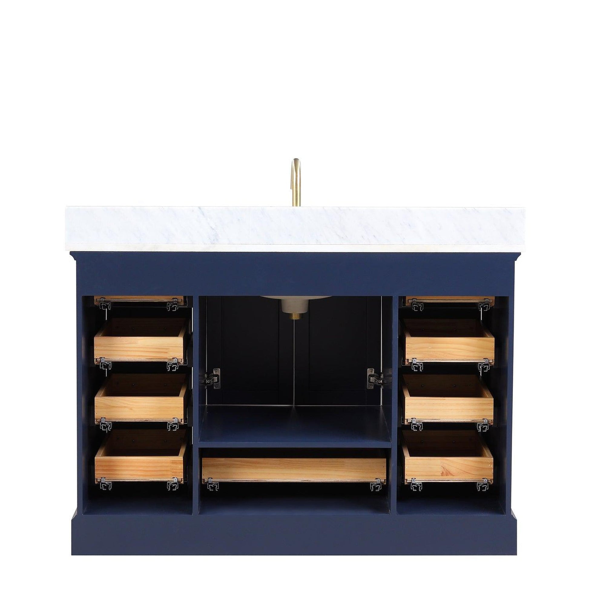 Blossom Copenhagen 48" 2-Door 9-Drawer Navy Blue Freestanding Solid Wood Double Vanity Base