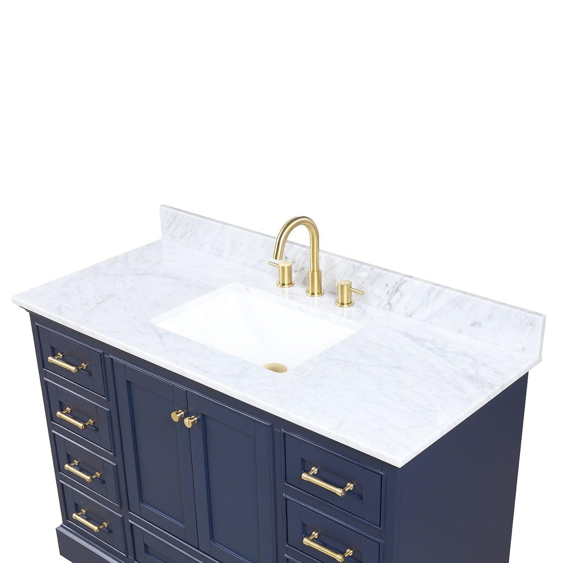 Blossom Copenhagen 48" 2-Door 9-Drawer Navy Blue Freestanding Solid Wood Double Vanity Base