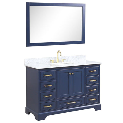 Blossom Copenhagen 48" 2-Door 9-Drawer Navy Blue Freestanding Solid Wood Double Vanity Base