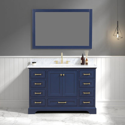 Blossom Copenhagen 48" 2-Door 9-Drawer Navy Blue Freestanding Solid Wood Double Vanity Base