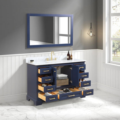 Blossom Copenhagen 48" 2-Door 9-Drawer Navy Blue Freestanding Solid Wood Double Vanity Base