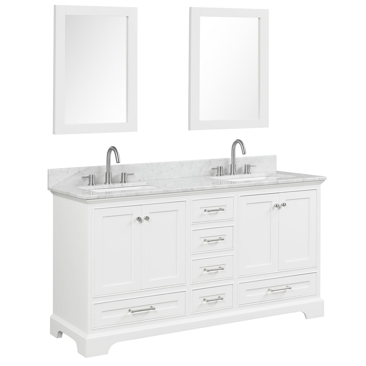 Blossom Copenhagen 60" 4-Door 6-Drawer Matte White Freestanding Solid Wood Double Vanity Base