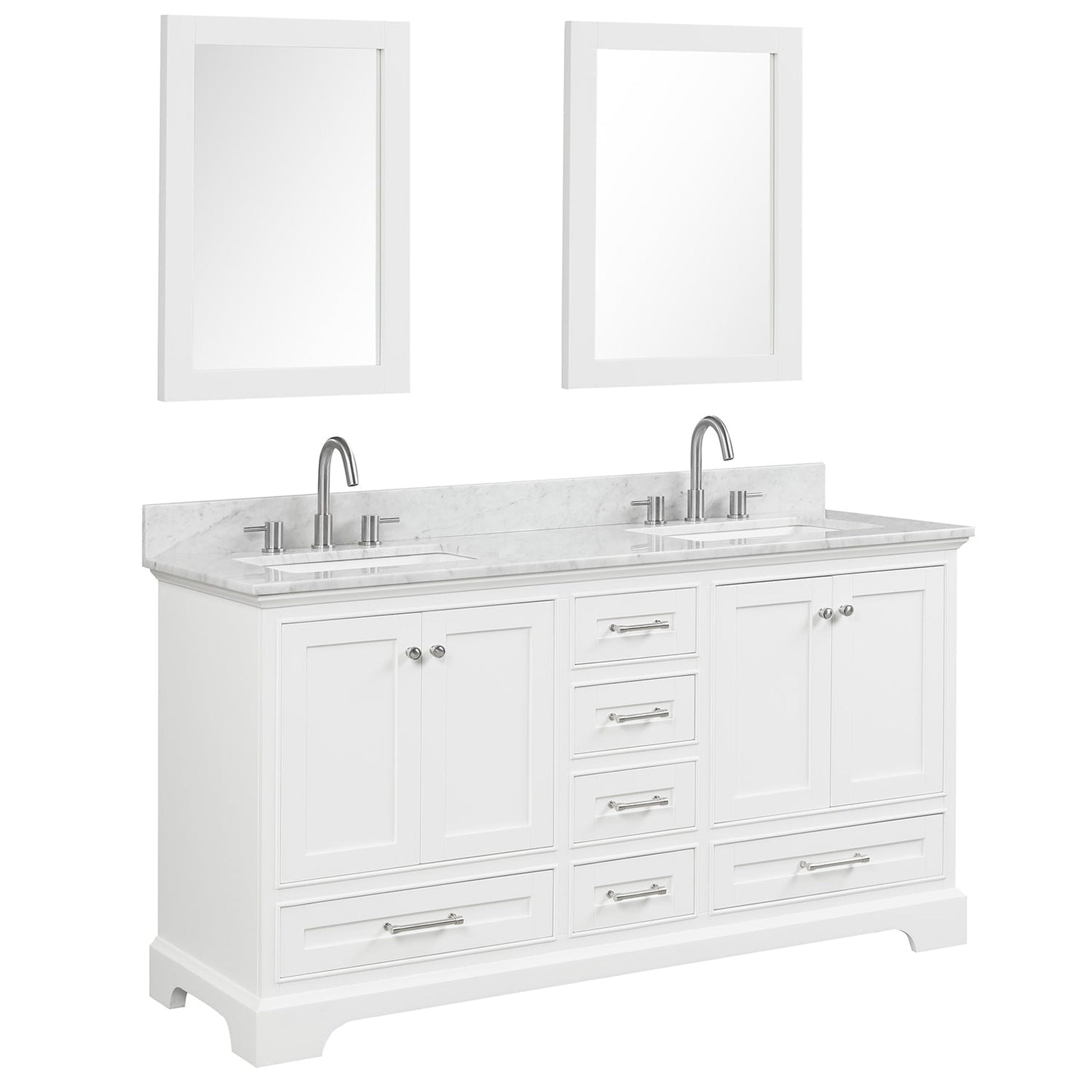 Blossom Copenhagen 60" 4-Door 6-Drawer Matte White Freestanding Solid Wood Double Vanity Base