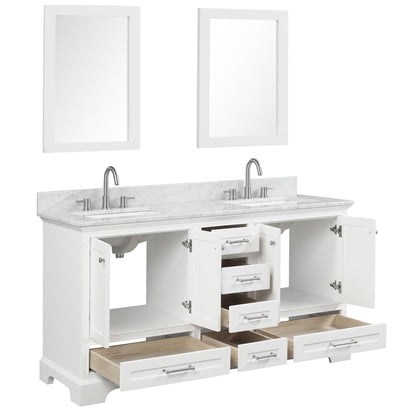 Blossom Copenhagen 60" 4-Door 6-Drawer Matte White Freestanding Solid Wood Double Vanity Base