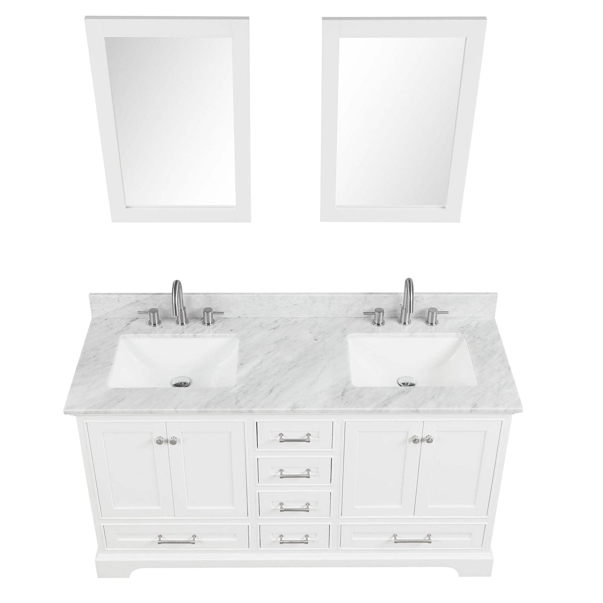 Blossom Copenhagen 60" 4-Door 6-Drawer Matte White Freestanding Solid Wood Double Vanity Base