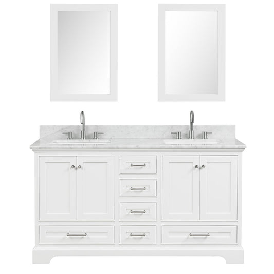 Blossom Copenhagen 60" 4-Door 6-Drawer Matte White Freestanding Solid Wood Double Vanity Base