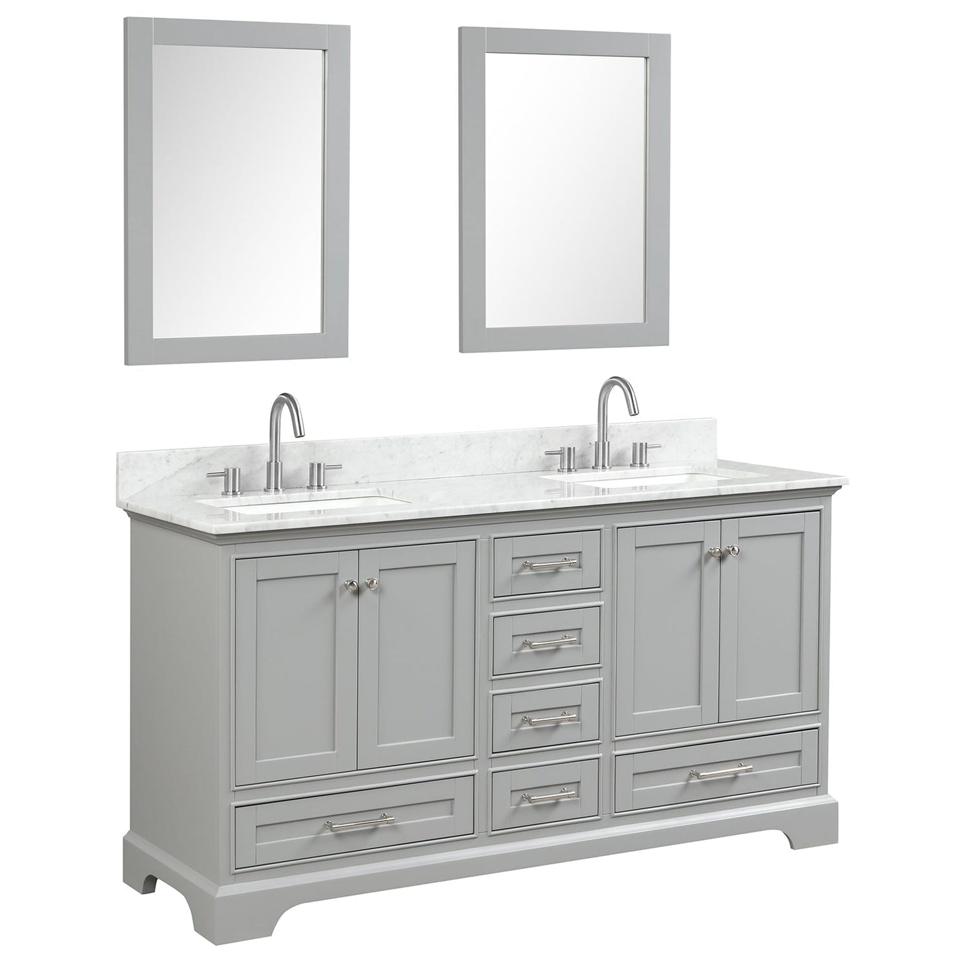 Blossom Copenhagen 60" 4-Door 6-Drawer Metal Gray Freestanding Solid Wood Double Vanity Base