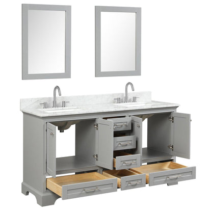 Blossom Copenhagen 60" 4-Door 6-Drawer Metal Gray Freestanding Solid Wood Double Vanity Base