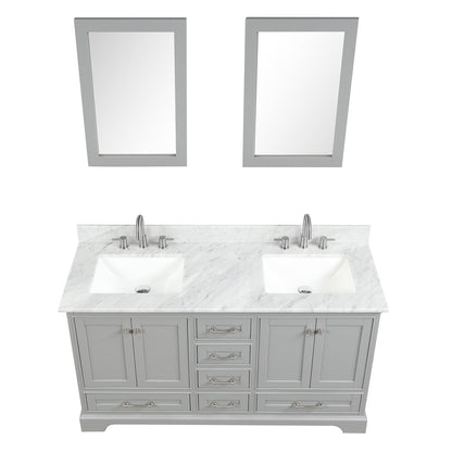 Blossom Copenhagen 60" 4-Door 6-Drawer Metal Gray Freestanding Solid Wood Double Vanity Base