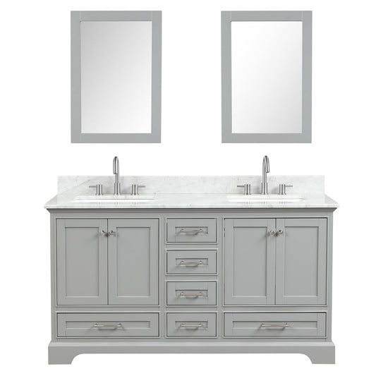 Blossom Copenhagen 60" 4-Door 6-Drawer Metal Gray Freestanding Solid Wood Double Vanity Base