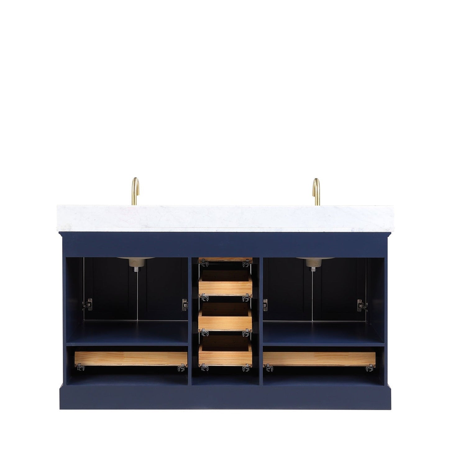 Blossom Copenhagen 60" 4-Door 6-Drawer Navy Blue Freestanding Solid Wood Double Vanity Base