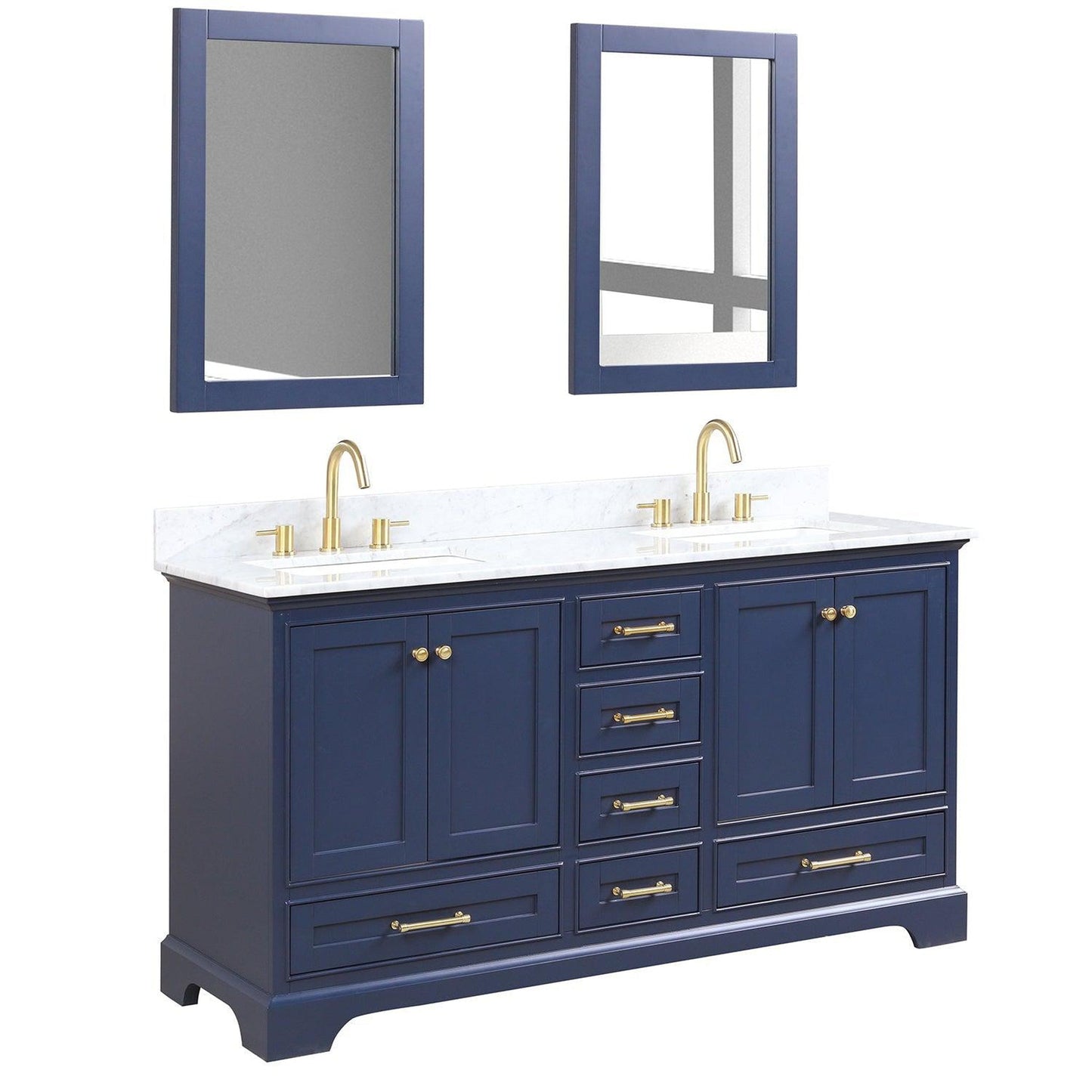 Blossom Copenhagen 60" 4-Door 6-Drawer Navy Blue Freestanding Solid Wood Double Vanity Base