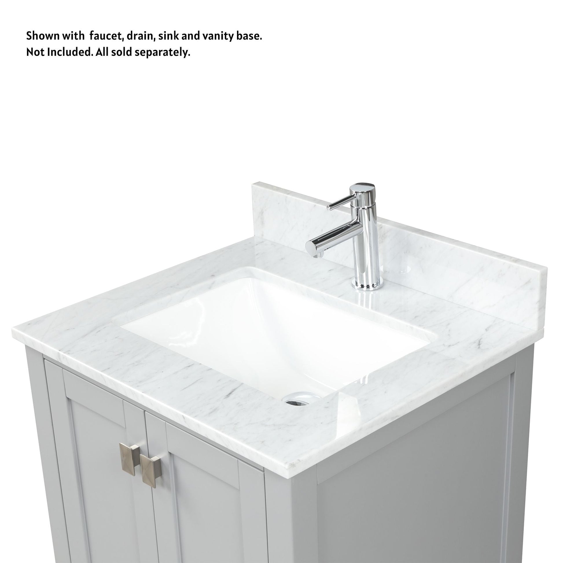 Blossom CT5 2422 03 1813 24" x 22" White Carrara Marble Vanity Top With Single Sink Hole And Backsplash