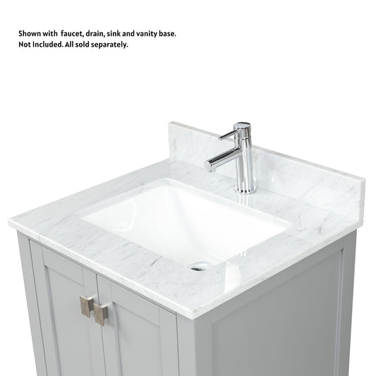 Blossom CT5 2422 03 2015 24" x 22" White Carrara Marble Vanity Top With Single Sink Hole And Backsplash