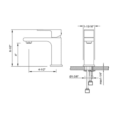 Blossom Diamond Series Jubilee 5" x 7" Chrome Lever Handle Bathroom Sink Single Hole Faucet