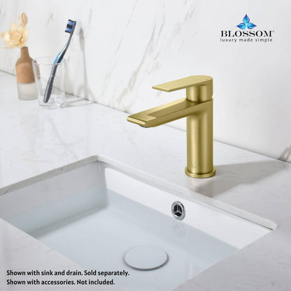 Blossom F01 102 5" x 6" Brushed Gold Lever Handle Bathroom Sink Single Hole Faucet
