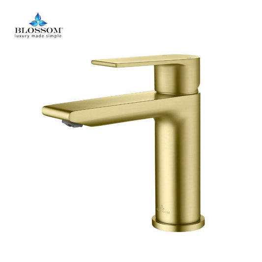 Blossom F01 102 5" x 6" Brushed Gold Lever Handle Bathroom Sink Single Hole Faucet