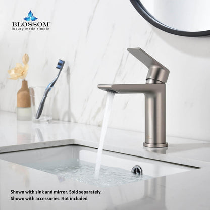 Blossom F01 102 5" x 6" Brushed Nickel Lever Handle Bathroom Sink Single Hole Faucet