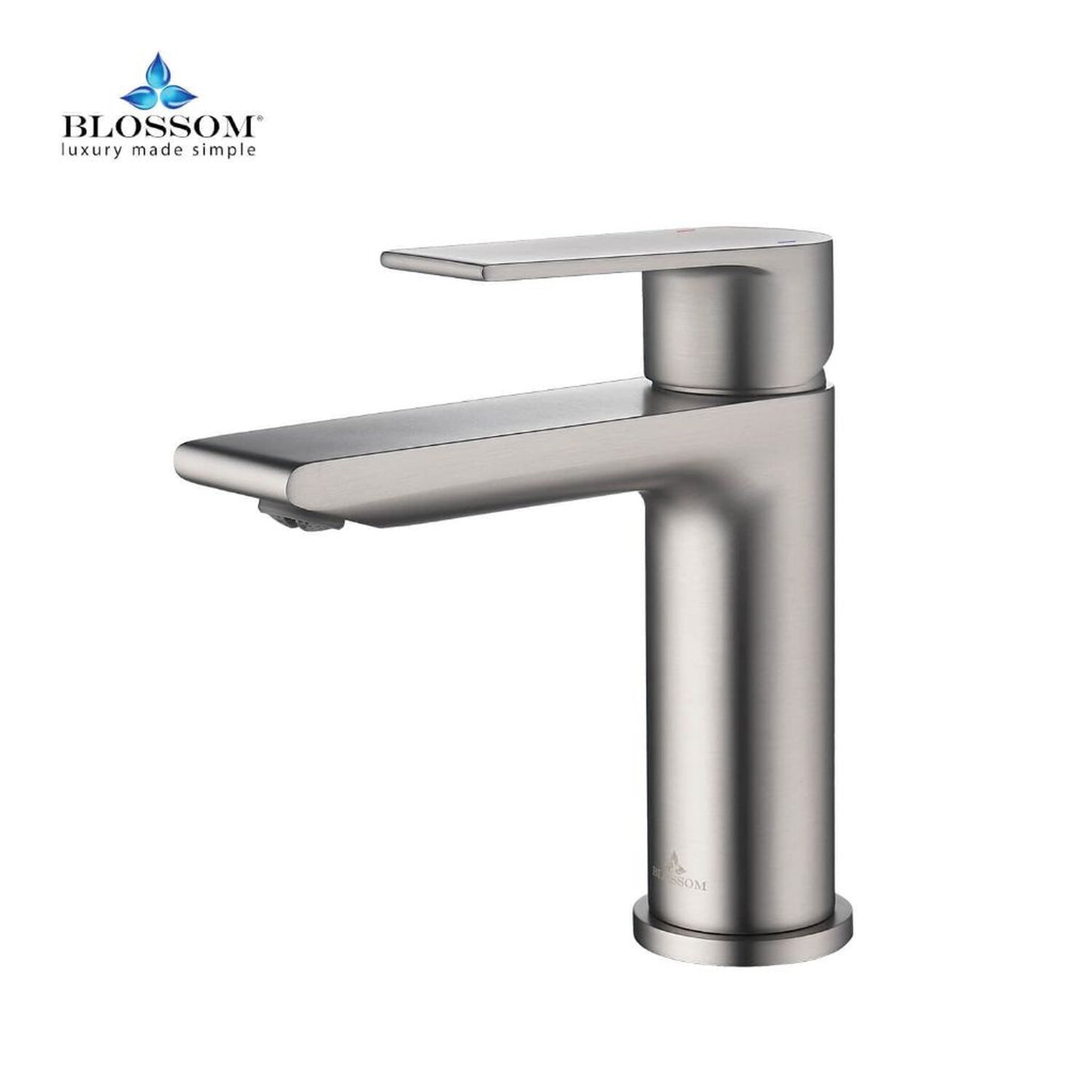 Blossom F01 102 5" x 6" Brushed Nickel Lever Handle Bathroom Sink Single Hole Faucet