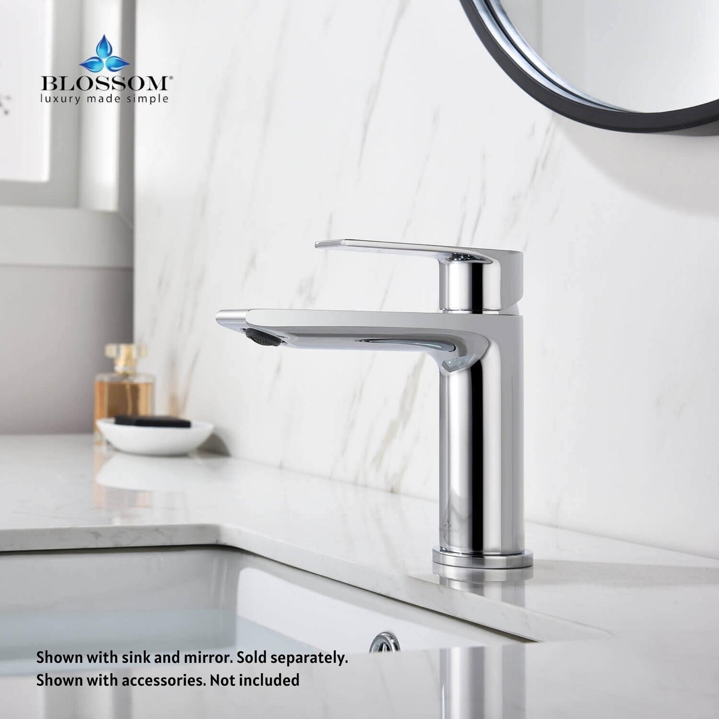 Blossom F01 102 5" x 6" Chrome Lever Handle Bathroom Sink Single Hole Faucet