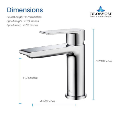 Blossom F01 102 5" x 6" Chrome Lever Handle Bathroom Sink Single Hole Faucet