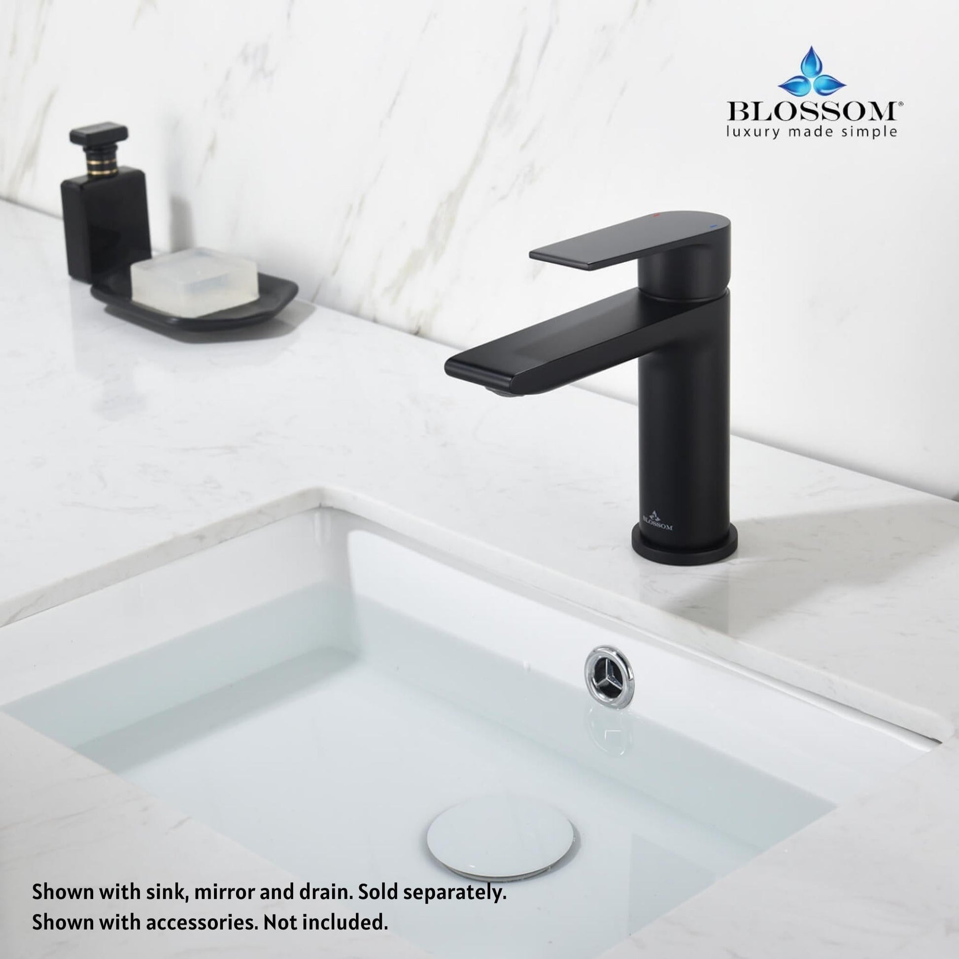 Blossom F01 102 5" x 6" Matte Black Lever Handle Bathroom Sink Single Hole Faucet