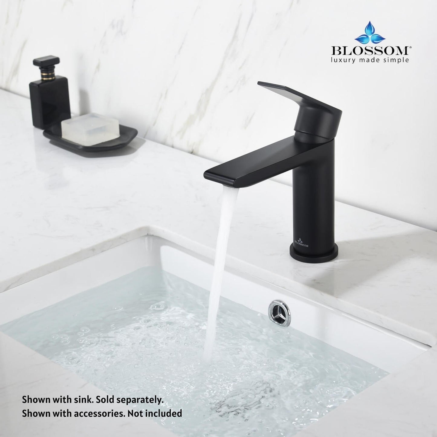 Blossom F01 102 5" x 6" Matte Black Lever Handle Bathroom Sink Single Hole Faucet