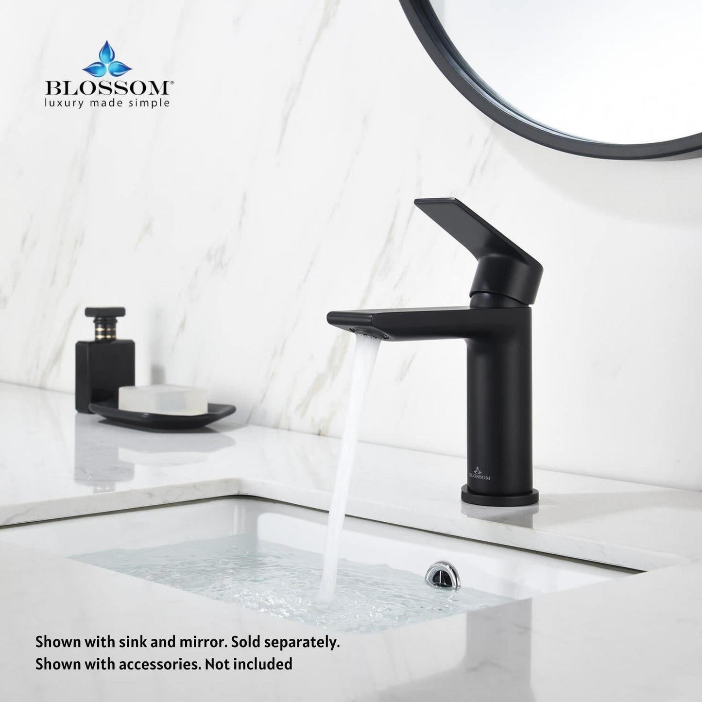 Blossom F01 102 5" x 6" Matte Black Lever Handle Bathroom Sink Single Hole Faucet