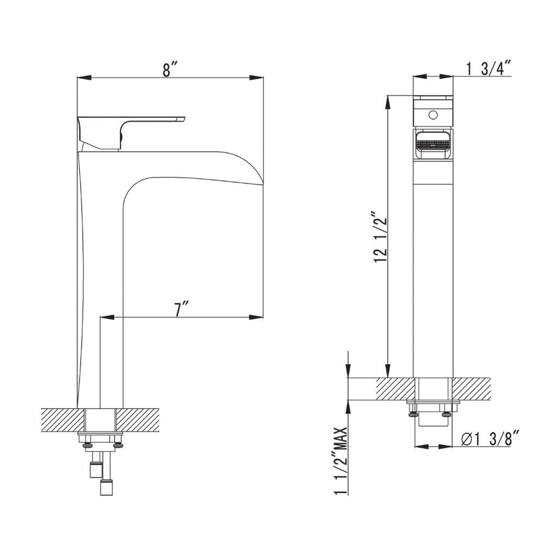 Blossom F01 104 7" x 13" Chrome Lever Handle Bathroom Sink Single Hole Faucet