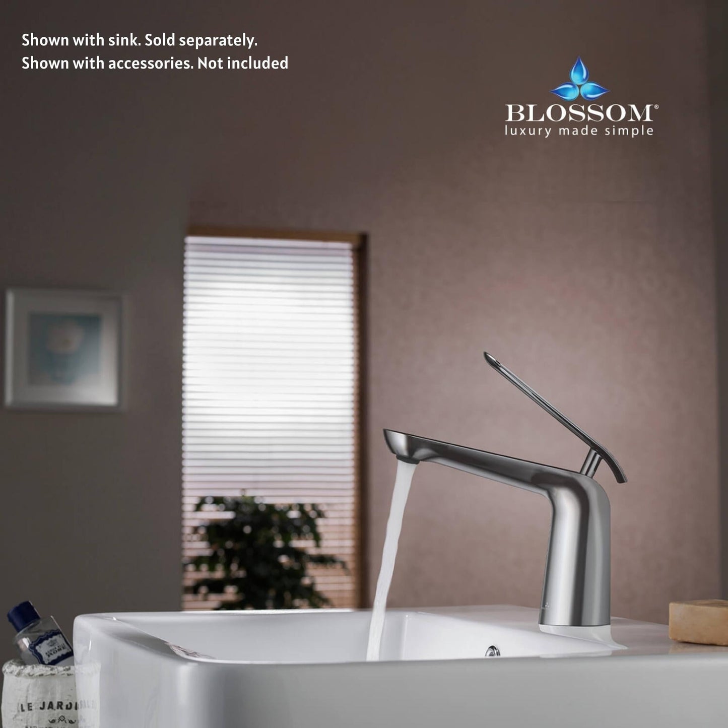 Blossom F01 106 5" x 6" Chrome Lever Handle Bathroom Sink Single Hole Faucet