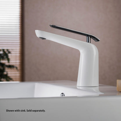 Blossom F01 106 5" x 6" Chrome / White Lever Handle Bathroom Sink Single Hole Faucet