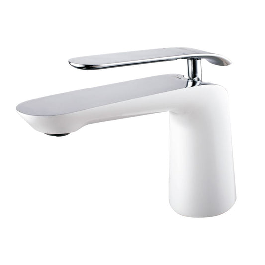 Blossom F01 106 5" x 6" Chrome / White Lever Handle Bathroom Sink Single Hole Faucet