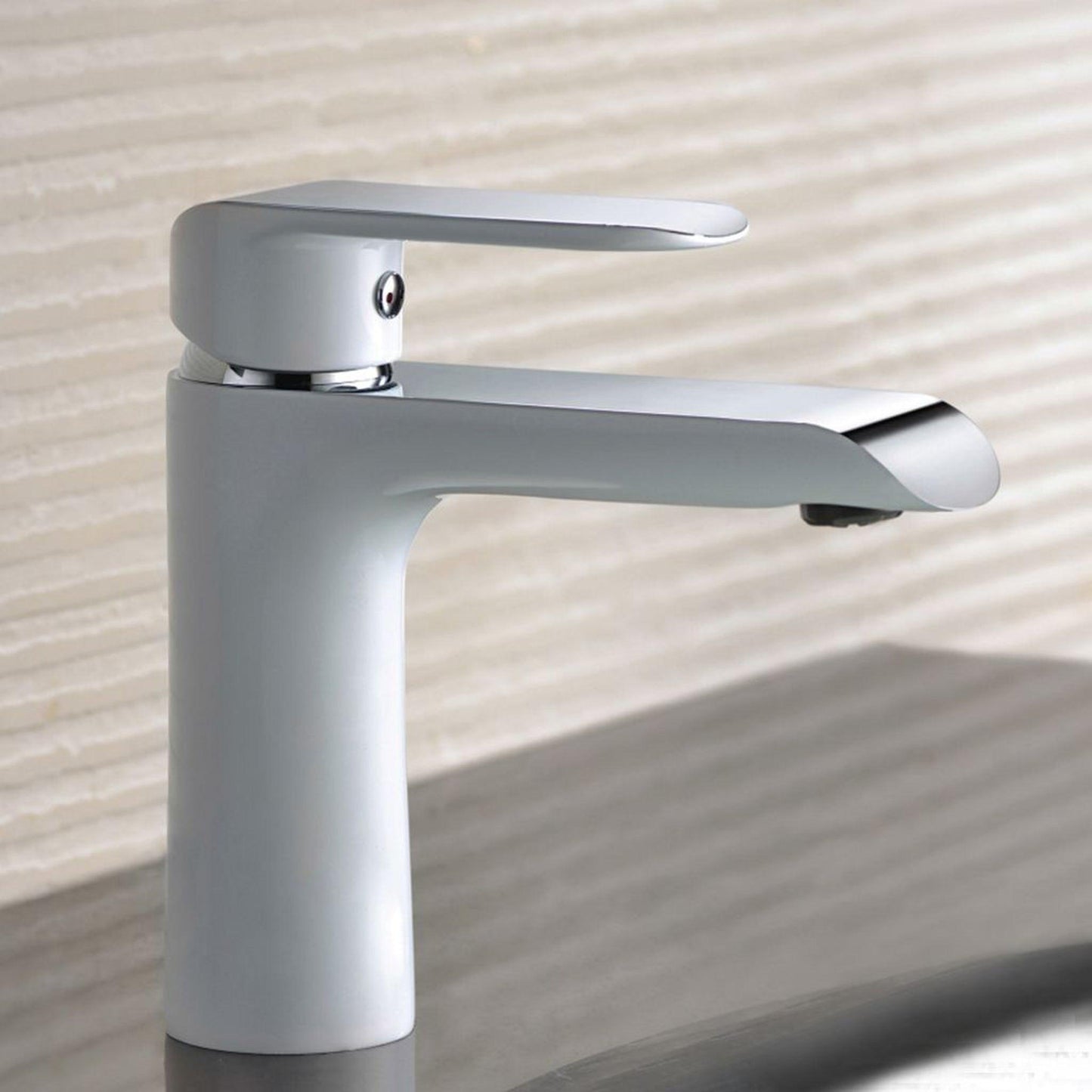 Blossom F01 111 5" x 6" Chrome / White Lever Handle Bathroom Sink Single Hole Faucet