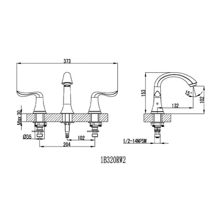 Blossom F01 114 5" x 6" Chrome 8" Widespread Lever Handle Bathroom Sink Faucet