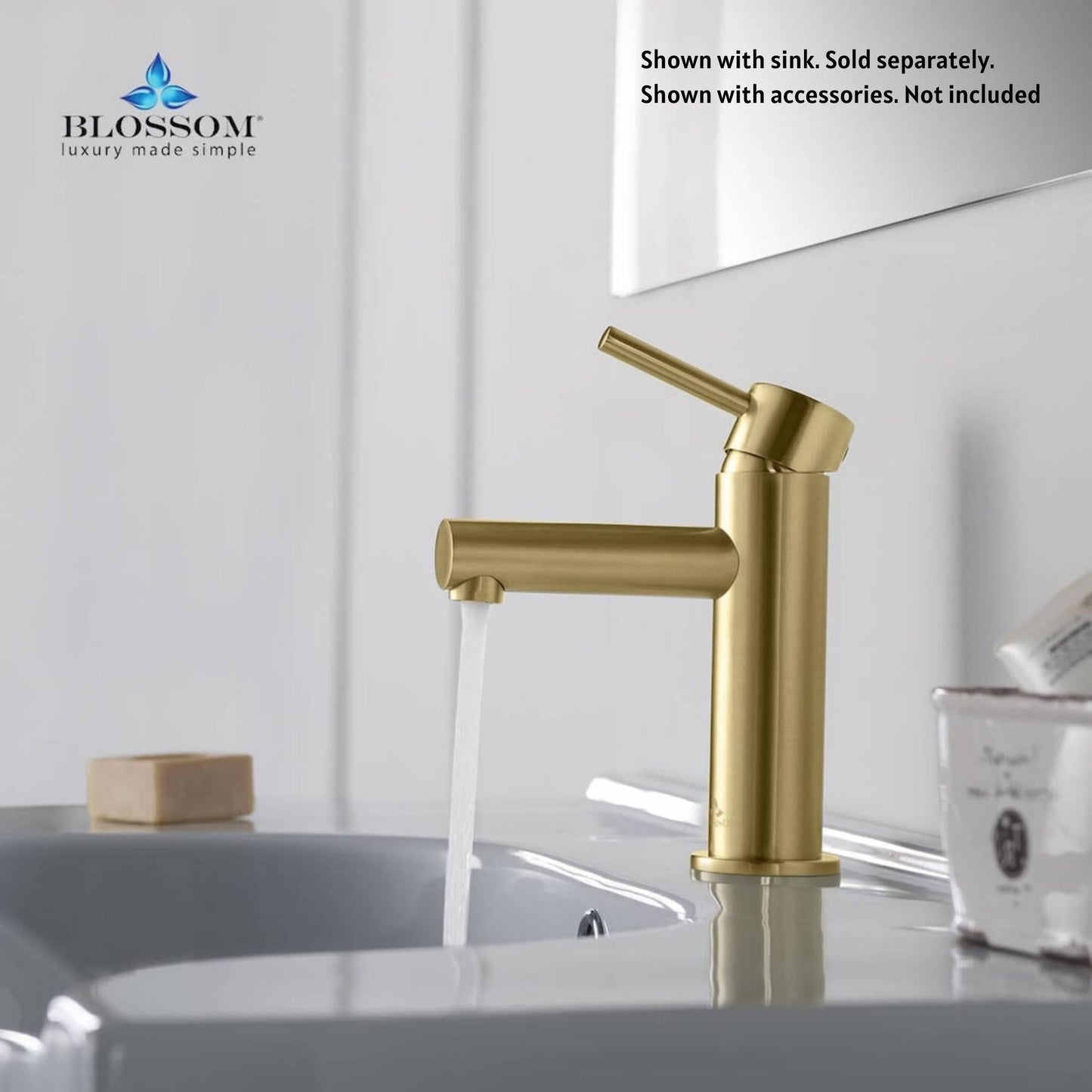 Blossom F01 116 4" x 7" Brushed Gold Lever Handle Bathroom Sink Single Hole Faucet