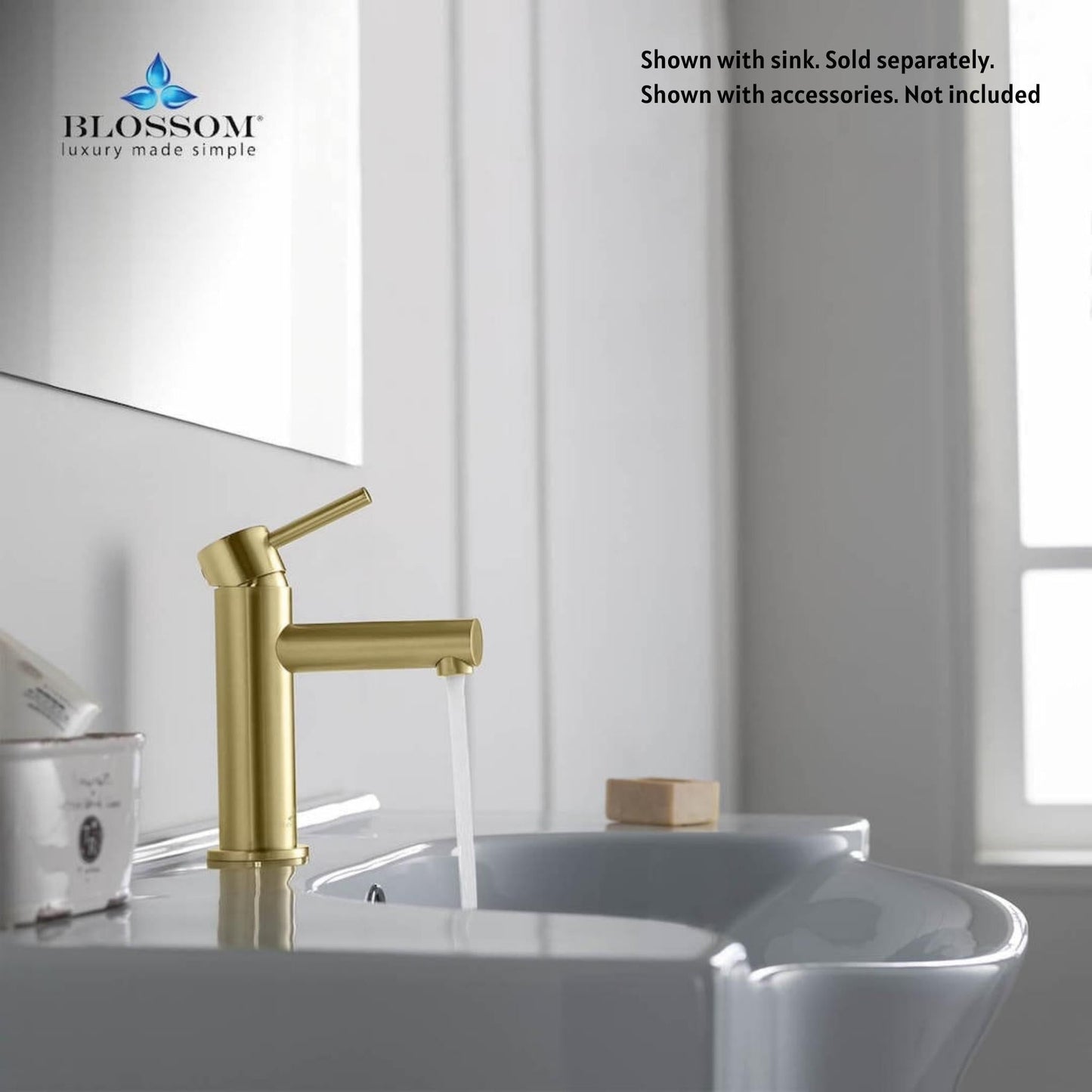 Blossom F01 116 4" x 7" Brushed Gold Lever Handle Bathroom Sink Single Hole Faucet