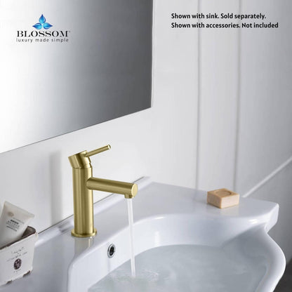 Blossom F01 116 4" x 7" Brushed Gold Lever Handle Bathroom Sink Single Hole Faucet