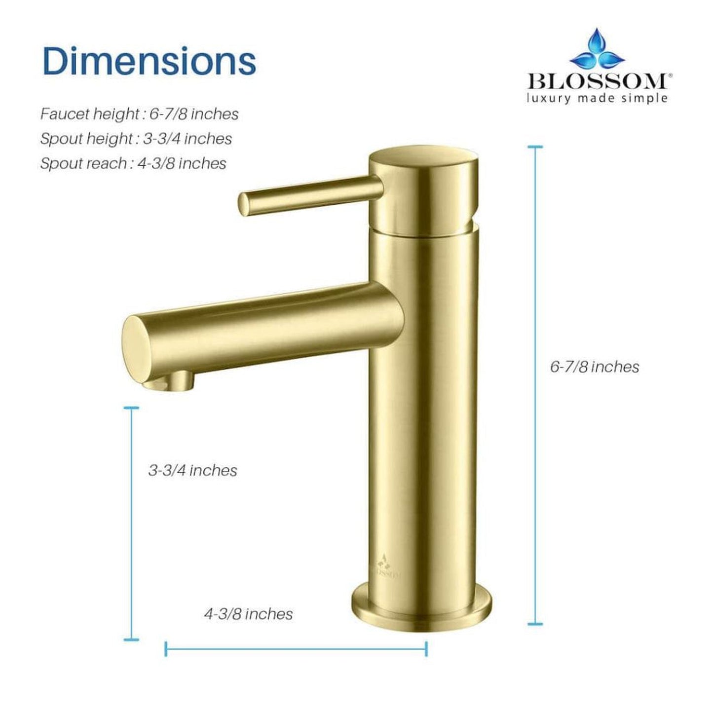 Blossom F01 116 4" x 7" Brushed Gold Lever Handle Bathroom Sink Single Hole Faucet