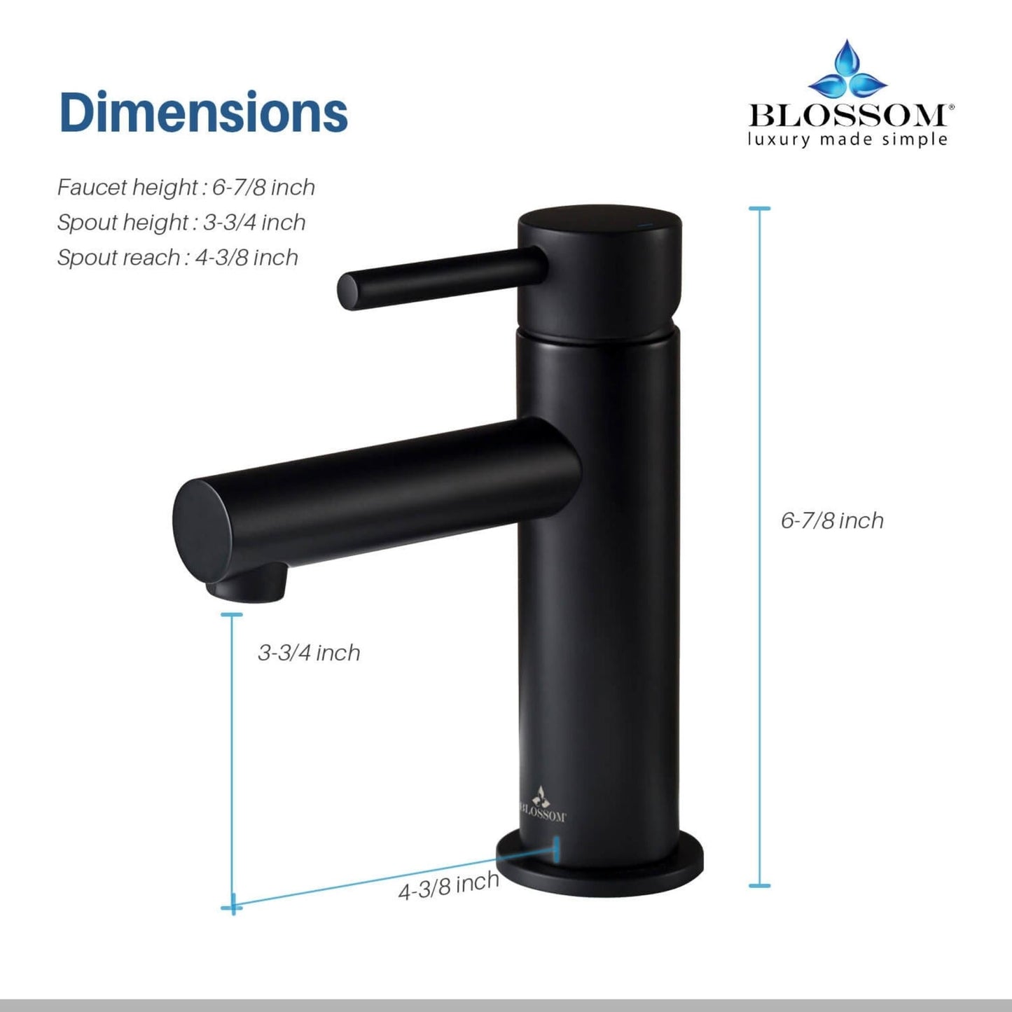 Blossom F01 116 4" x 7" Matte Black Lever Handle Bathroom Sink Single Hole Faucet