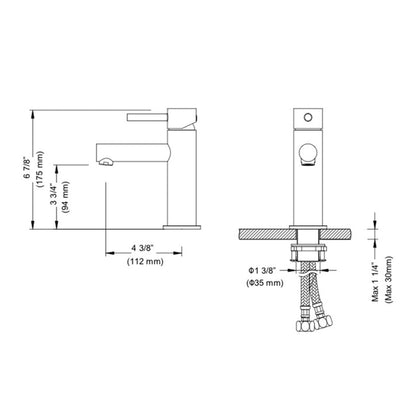 Blossom F01 116 4" x 7" Matte Black Lever Handle Bathroom Sink Single Hole Faucet