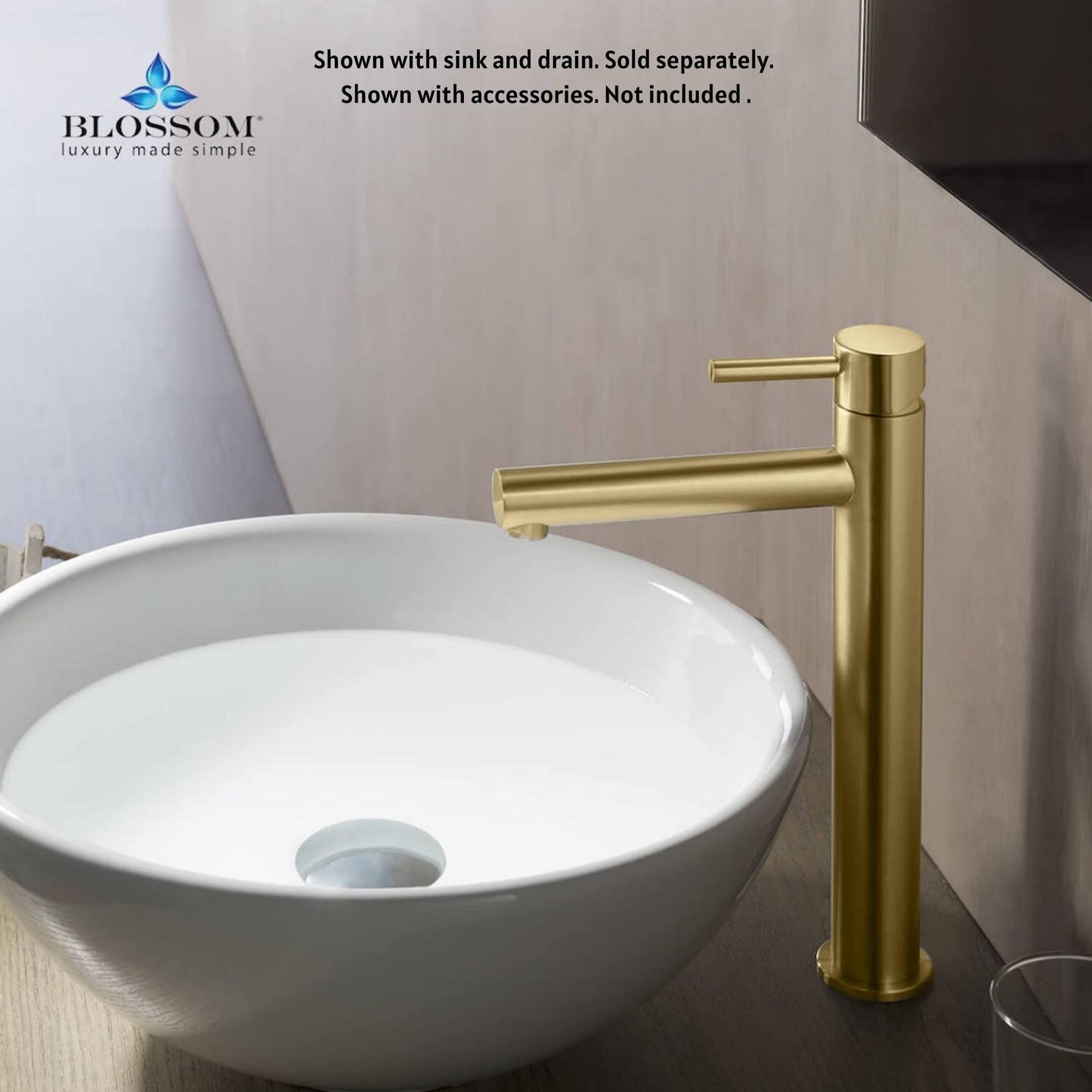 Blossom F01 117 7" x 12" Brushed Gold Lever Handle Bathroom Sink Single Hole Faucet